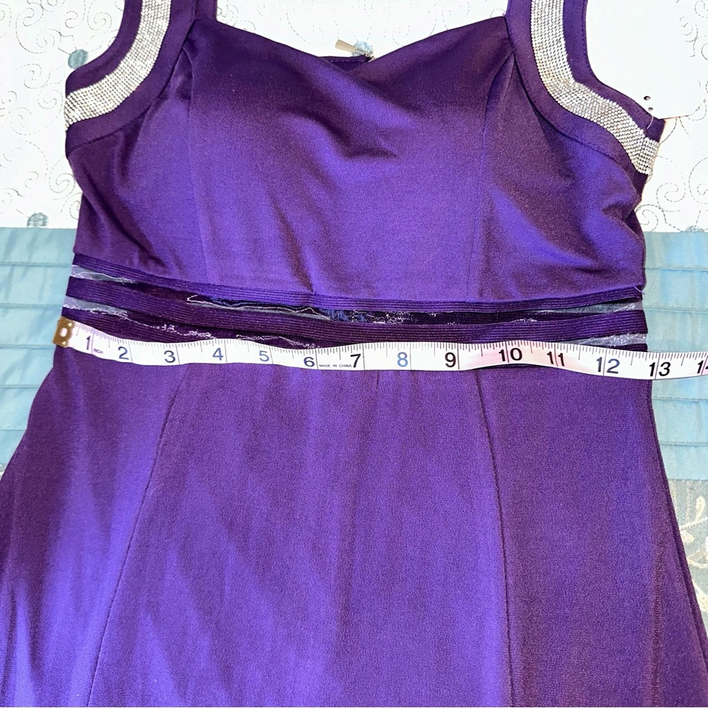 Long formal plum dress with rhinestone accents - Picture 8 of 9